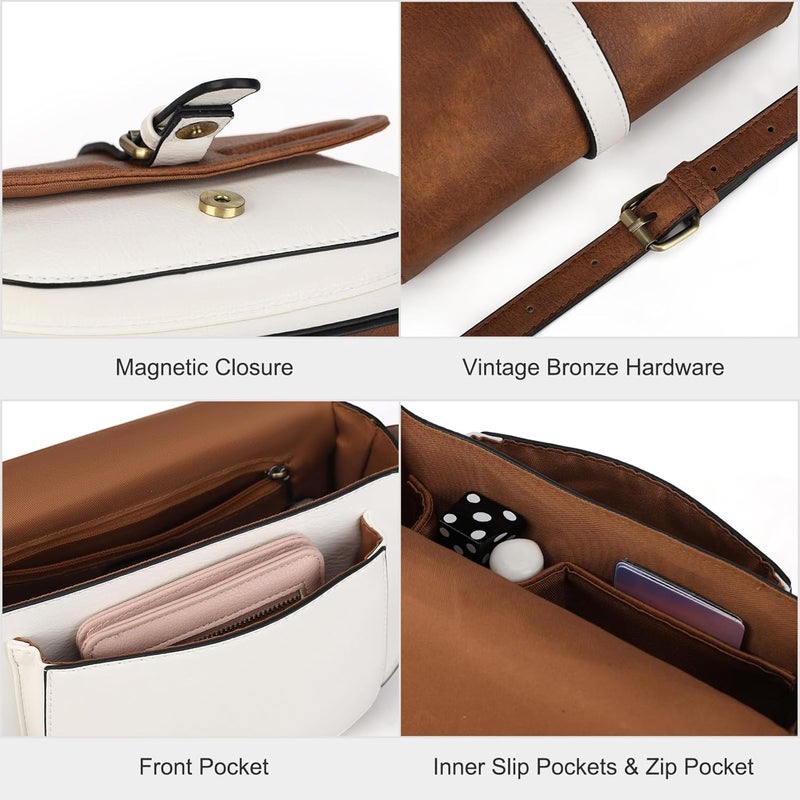 AFKOMST Crossbody Bags for Women,Small Saddle Purse and Boho Cross Body Handbags,Vegan Leather - Image 5